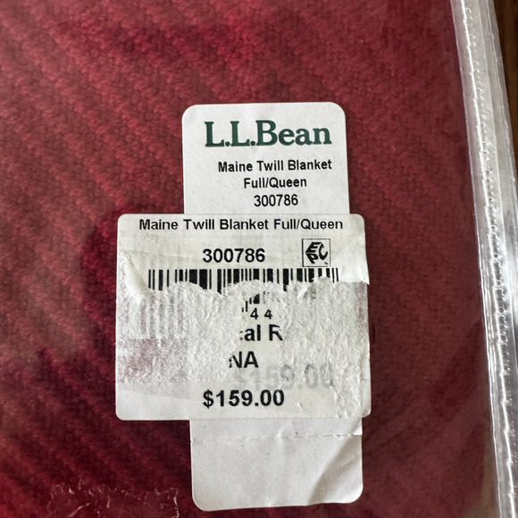 L.L. Bean Maine Twill Blanket Full Queen Red Lightweight 100% Cotton USA New159 - Picture 4 of 5